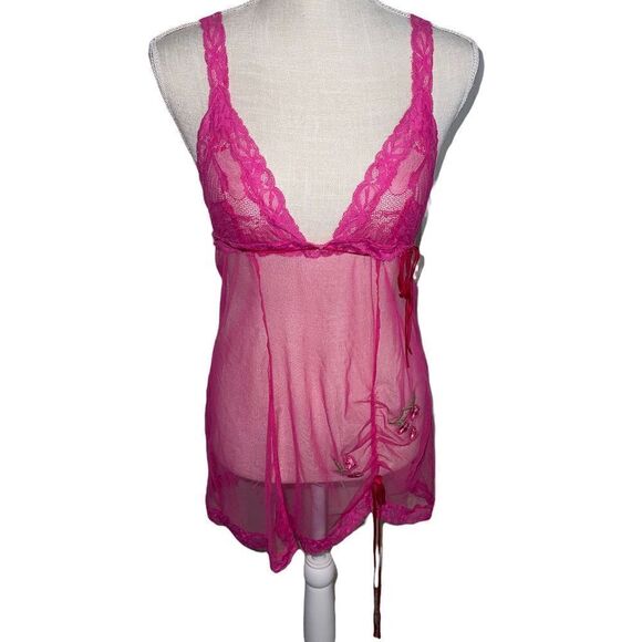 Victoria’s Secret Y2K Cherry Blossom Mesh Babydoll Slip - Picture 1 of 7